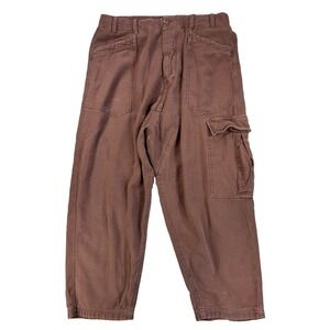 Free People Women's M Bay To Breakers Cargo Cropped Destroyed Mauve Distressed